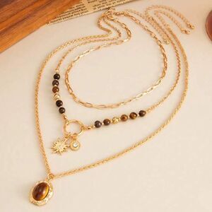 Elegant brown Layered necklace N1193